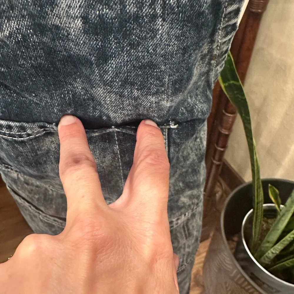 Jeanerlor Blue Acid Wash Denim Overalls Apron